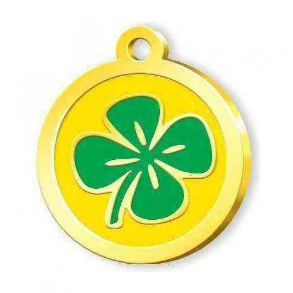 Altın Kaplama Yoncalı Künye - Sarı ürün görseli 1