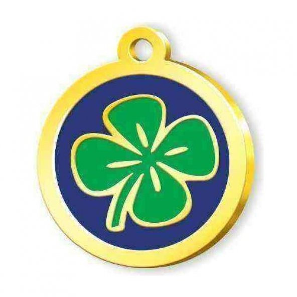 Altın Kaplama Yoncalı Künye - Mavi ürün görseli 1