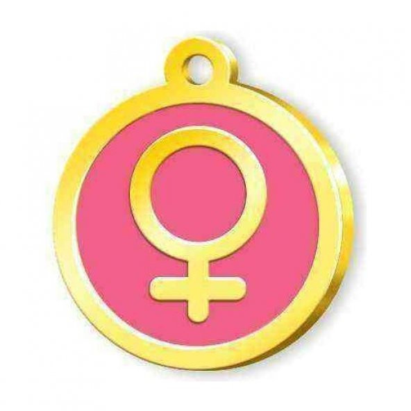 Altın Kaplama Kadın Sembol Künye - Pembe ürün görseli 1