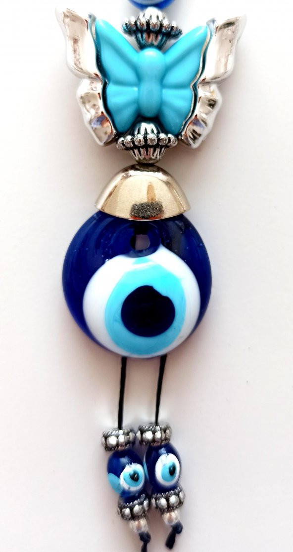 Nazar Boncuklu Mavi Renk Kelebekli Anahtarlık - 2