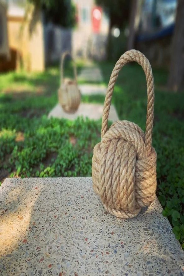 Handmade Hasır İpli Dekoratif Denizci Düğümü  19x9cm - 3