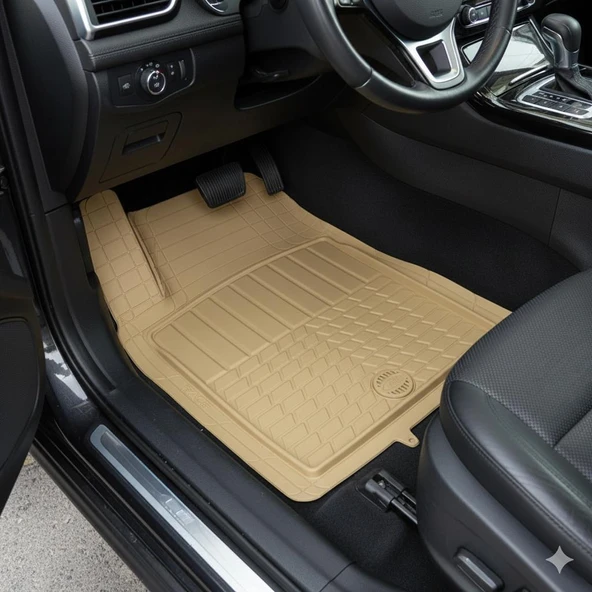 Pufi Racing Havuzlu Kauçuk Paspas - Bej (Universal) - Resim 2