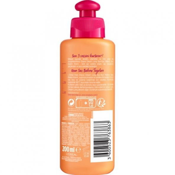 Loréal Paris Dream Long Bye-bye Makas Saç Bakım Kremi 200 ml - 3
