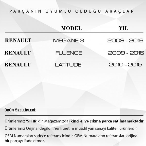 Renault Megane 3, Fluence 3, Latitude  için Cam Düğme Kapağı Ön Sağ ve Arka Sağ&Sol (2 Adet) - 2