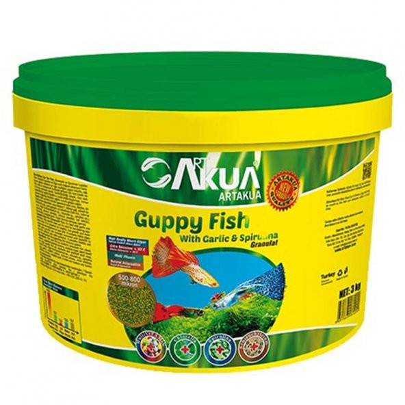 Art Aqua Guppy Fish Spirulina & Garlic  Açık Kovadan Bölme 100 Gram