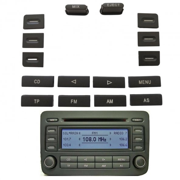 Volkswagen için Radyo CD 16 Parça Tuş Düğme Kapak Tamir Takımı RCD 300 - 3