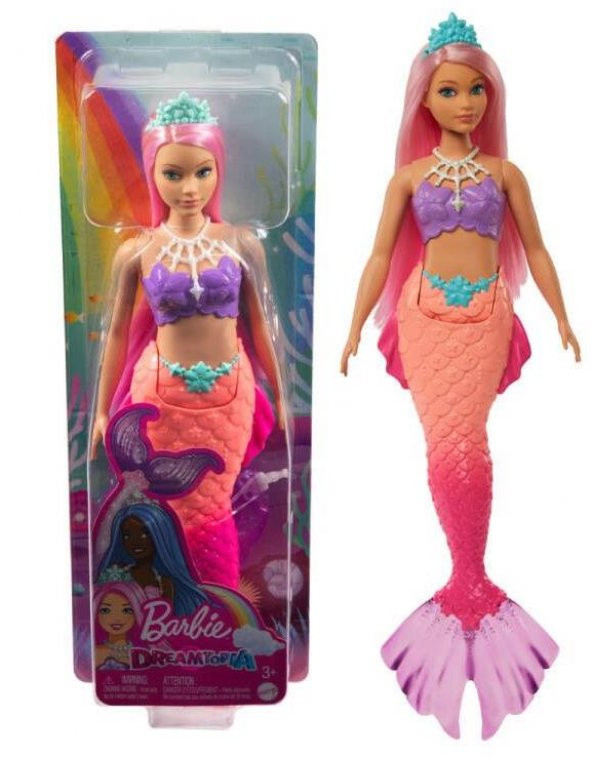 Barbie Dreamtopia Denizkızı Bebekleri Pembe Saçlı Turkuaz Taçlı