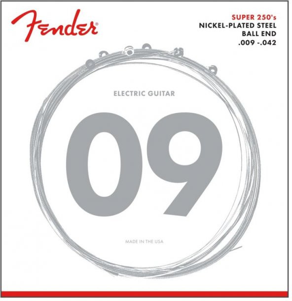 Fender Super 250s Guitar Strings Nickel Plated Steel Ball End 250L Gauges .009-.042 String Sets - Elektro Gitar Teli