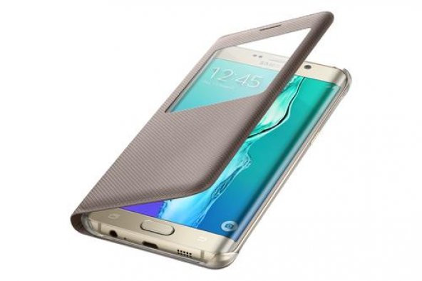 Samsung S6 Edge+ Plus S-View Kılıf Altın - EF-CG928PFEGTR - 4