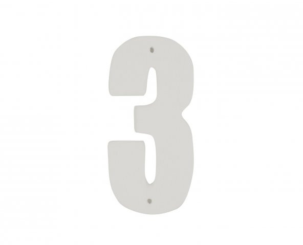 Kapı Numarası | Seramik Bisküvi Boyanabilir Obje - 3 Numara (Ham Ürün) ürün görseli
