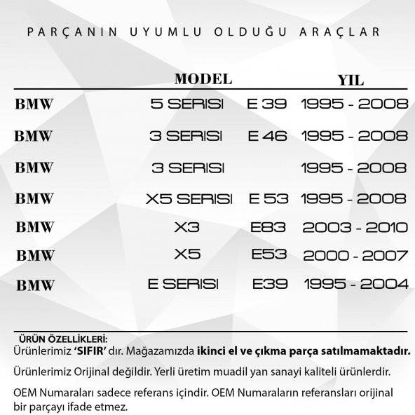 BMW E39, E46,E53 için Sunroof Perdesi Tamir Seti - 10 Parça - 2