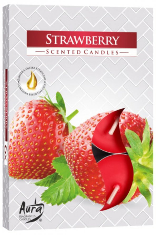 6 Lı Çilek Kokulu Mum