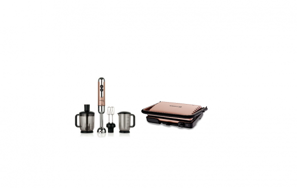 KORKMAZ TOST MAKİNESI VE BLENDER SET ROSEGOLD 447-09/316-11