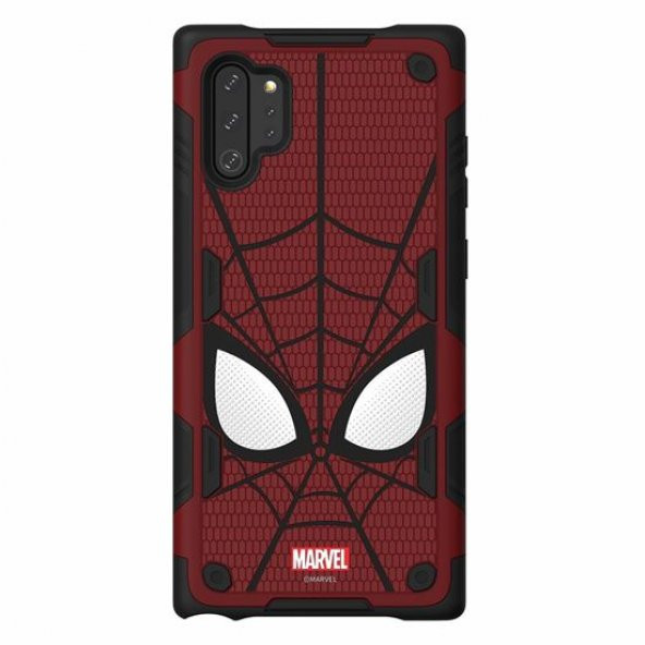 Samsung Note10+ Plus Marvel Spiderman Akıllı Kapak - Kırmızı