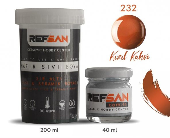 Hazır Çini ve Seramik Boyası 232 Kızıl Kahve 200 ml - 2