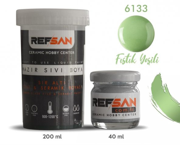 Hazır Çini ve Seramik Boyası 6133 Fıstık Yeşili 200 ml - Resim 2