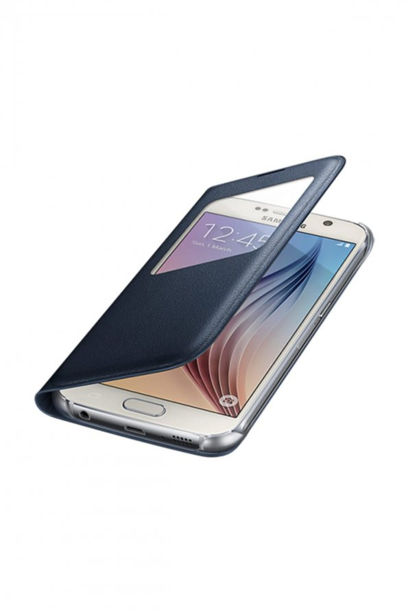 Samsung S6 S-View Cover Deri Siyah EF-CG920PBEGWW - 2
