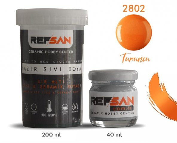 Hazır Çini ve Seramik Boyası 2802 Turuncu 40 ml - Resim 2
