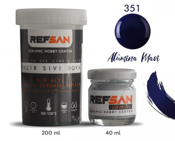 Hazır Çini ve Seramik Boyası 351 Alümina Mavi 40 ml - Resim 2