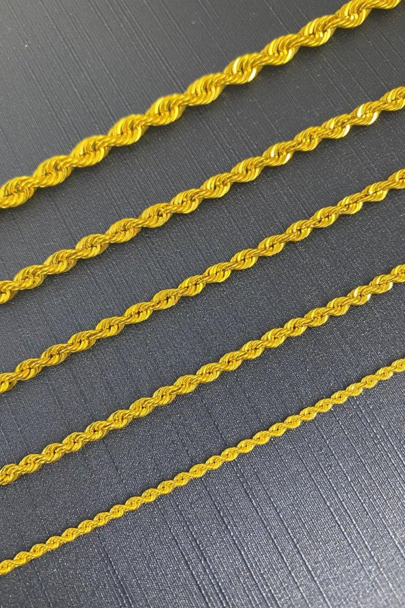 14 Ayar Altın Halat Zincir Kolye 3 mm - 5