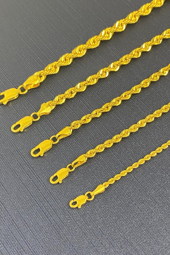 14 Ayar Altın Halat Zincir Kolye 3 mm - 7