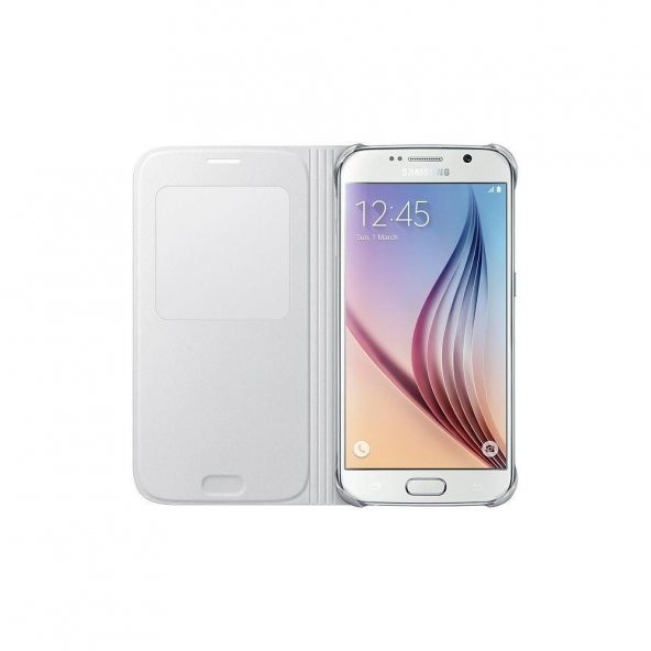 Samsung S6 S-View Cover Deri Beyaz EF-CG920PWEGWW - Resim 2