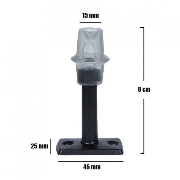 Kapı Stoperi Tamponu Mat Siyah 8 cm Metal Kapı Stopu Silikonlu - 2
