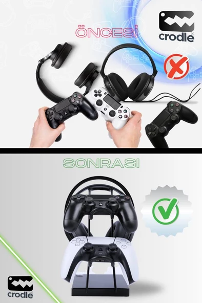 Çok Fonksiyonlu Gaming Ps4 Ps5 Xbox Joystick Kontroller Tutucu Ve Oyuncu Kulaklığı Dikey Standı - 9