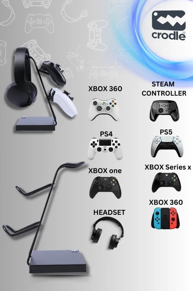 Çok Fonksiyonlu Gaming Ps4 Ps5 Xbox Joystick Kontroller Tutucu Ve Oyuncu Kulaklığı Dikey Standı - 7