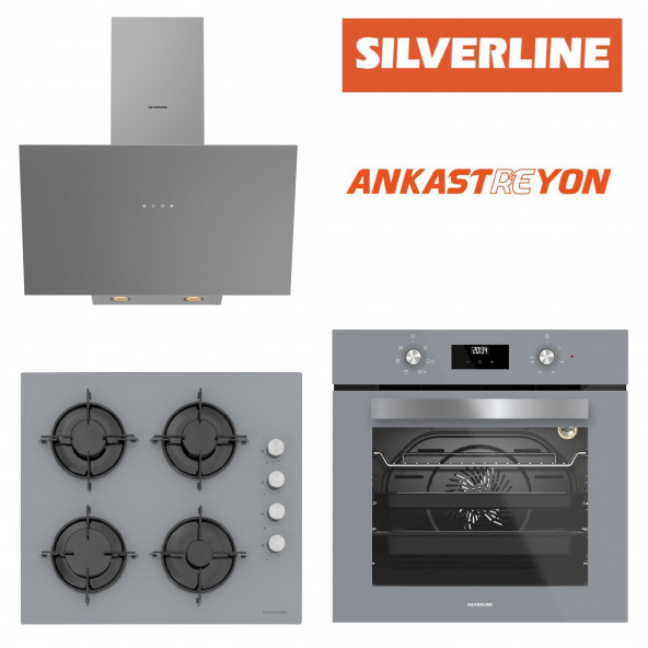 Silverline BO6502S02-CS5349S01-3481 FLAM Gri Cam Ankastre Set