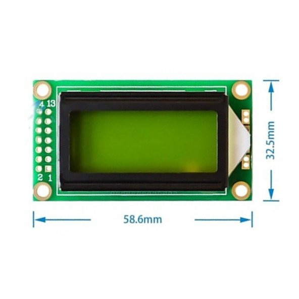 0802A 8x2 Karakter Lcd Modül Yeşil Display Ekran Yeşil Backlight 2 Satır 8 Karakter - 7