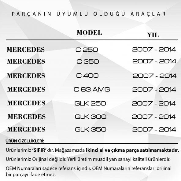 Mercedes GLK, C Class W204 için Kapı İç Açma Kolu Sağ ve Sol PARLAK Nikelaj - 2