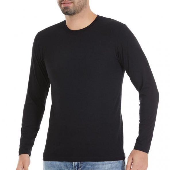 6 Adet Yıldız Erkek Likralı Uzun Kollu T-Shirt Fanila Siyah 86