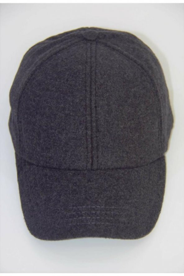 Kışlık Kaşe Deri Terekli Kep Beyzbol Şapka Kaşe Şapka Gri Tek Ebat - 2