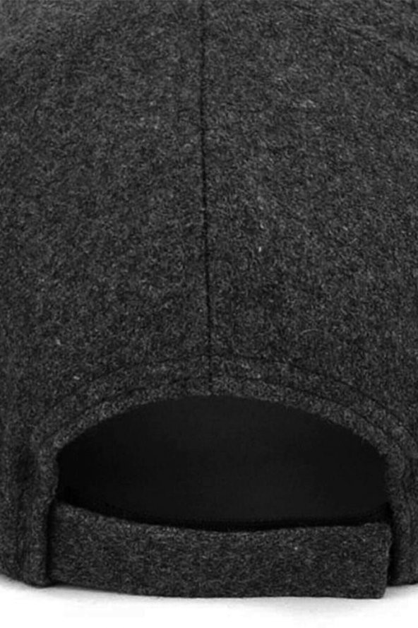 Kışlık Kaşe Deri Terekli Kep Beyzbol Şapka Kaşe Şapka Gri Tek Ebat - 4