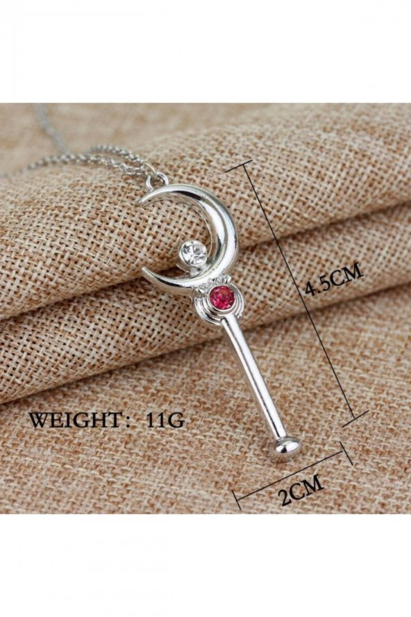 Gri Sailor Moon Ay Savaşçısı Taç Anime Metal Zincirli Kolye - 2