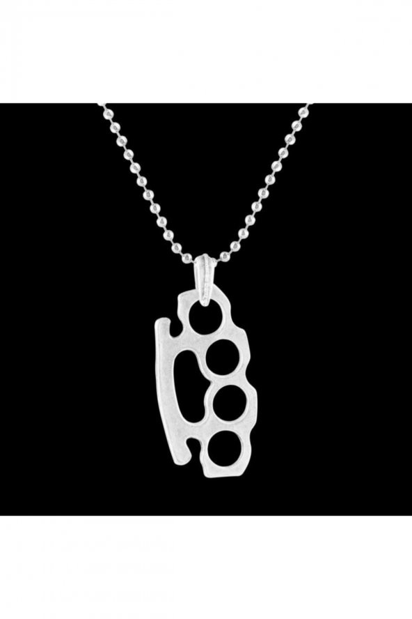 Gri Muşta Top Zincir Paslanmaz Metal 50 cm Hediyelik Takı Kolye - 2