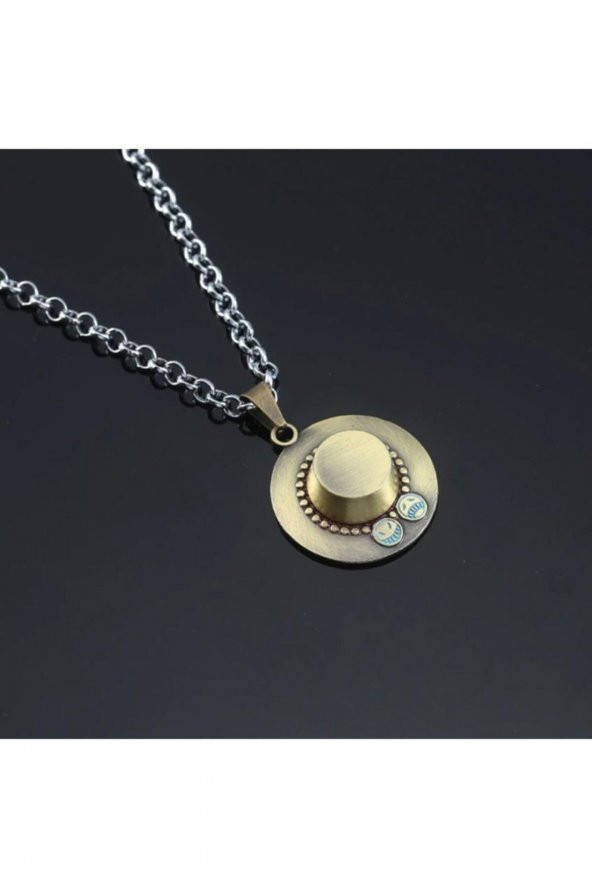 One Piece Naruto Anime Ace Hat Şapka Metal Zincirli Kolye Takı