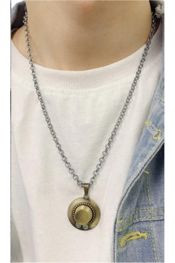 One Piece Naruto Anime Ace Hat Şapka Metal Zincirli Kolye Takı - 2