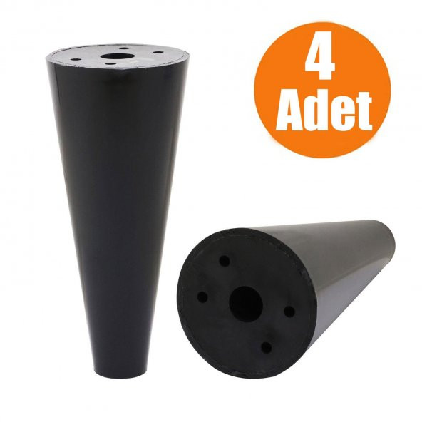 Mobilya Baza Koltuk Puf Ayak Orta Konik Kanepe Destek Ayağı Siyah 15 cm (4 ADET) ürün görseli