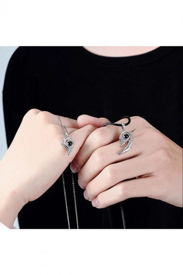 100 Dilde Seni Seviyorum Mıknatıslı Sevgili Kolyesi (1 Çift)