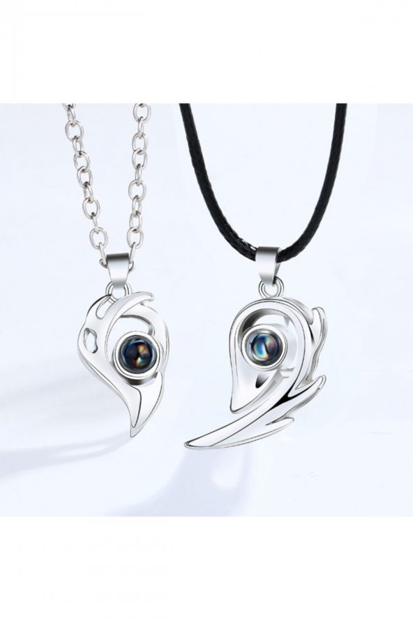 100 Dilde Seni Seviyorum Mıknatıslı Sevgili Kolyesi (1 Çift) - 4