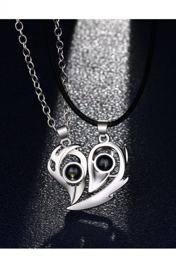 100 Dilde Seni Seviyorum Mıknatıslı Sevgili Kolyesi (1 Çift) - 5