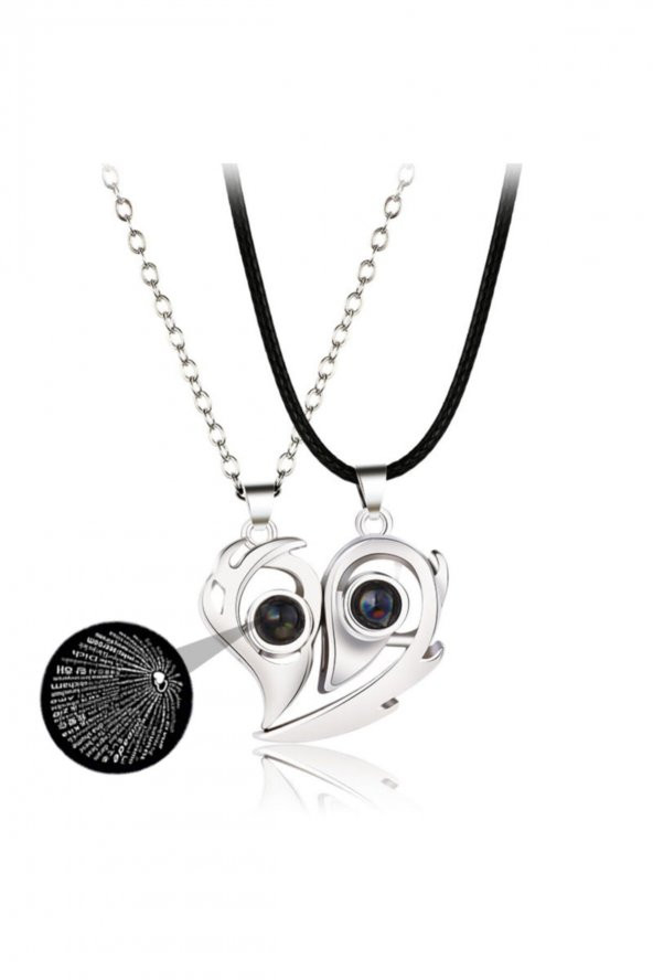 100 Dilde Seni Seviyorum Mıknatıslı Sevgili Kolyesi (1 Çift) - 6