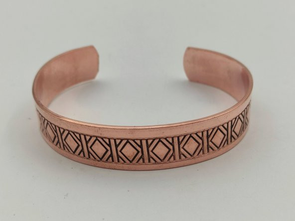 Bakır Bileklik 1,5x17,5 cm Kalemkar El İşlemesi Doğal Saf Bakır M6 - 2