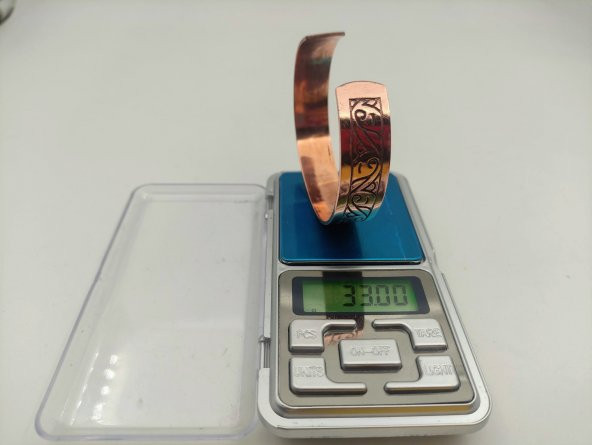 Bakır Bileklik 1,5x17,5 cm Kalemkar El İşlemesi Doğal Saf Bakır M4 - 4