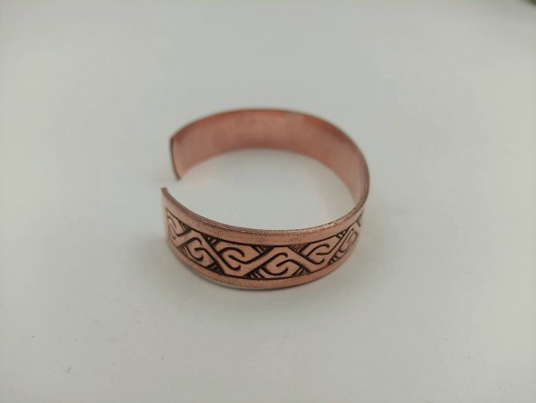 Bakır Bileklik 1,5x17,5 cm Kalemkar El İşlemesi Doğal Saf Bakır M3