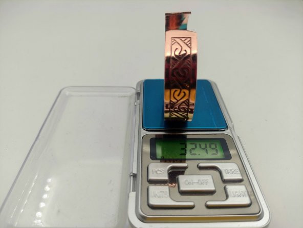 Bakır Bileklik 1,5x17,5 cm Kalemkar El İşlemesi Doğal Saf Bakır M3 - 4