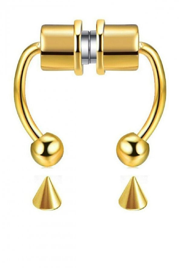 Altın Renk Mıknatıslı Fake Sahte Septum Piercing - 2