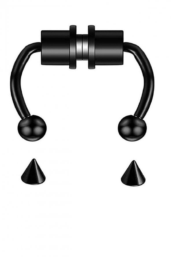 Siyah Renk Mıknatıslı Fake Sahte Septum Piercing Aksesuar Şık - 2
